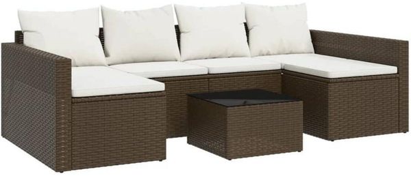 vidaXL Garten Lounge Set 2-TLG. Braun Poly Rattan mit Kissen & Tisch