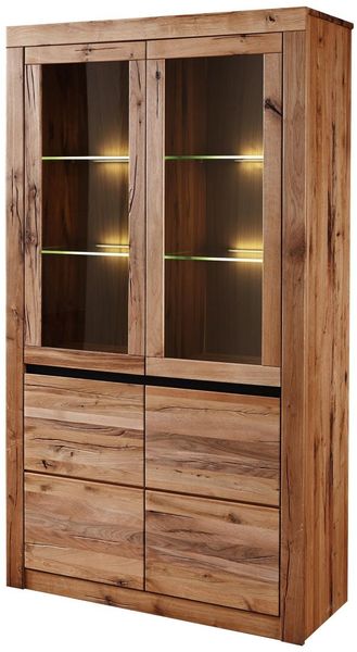 Vitrine Wild-/Zerreiche 105x42x190 natur geölt MONTREUX #101