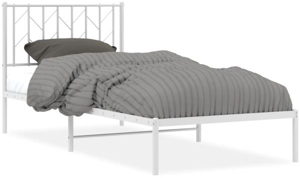 Einzelbettgestell Design für Erwachsene mit Kopfteil Metall Weiß 90x200 cm d3016e