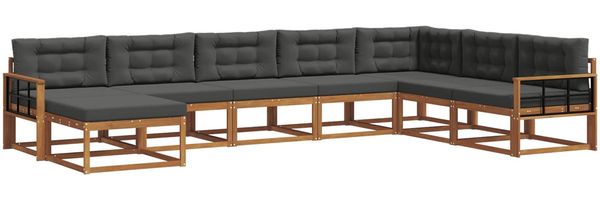 vidaXL Outdoor-Sofagarnitur mit Kissen 8 pcs Natur und Anthrazit 3368010 Bild 2