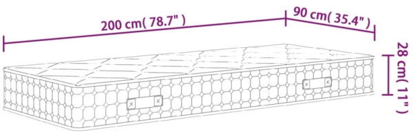 vidaXL Matratze Taschenfederkern Mittel 90x200 cm 372875 Bild 8