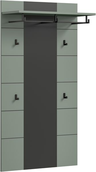 xonox. home - Paneel Canu 80 x 145 x 29 cm in Basalt grau und Smoke Green Nb. - Wandpaneel Wandboard Wandgarderobe Garderobenwand Garderobenpaneel Flurpaneel - zeitlos & praktisch