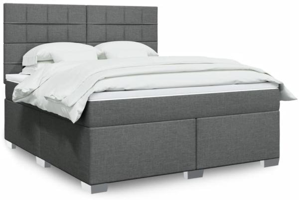 vidaXL Boxspringbett mit Matratze Dunkelgrau 180x200 cm Stoff 3292868