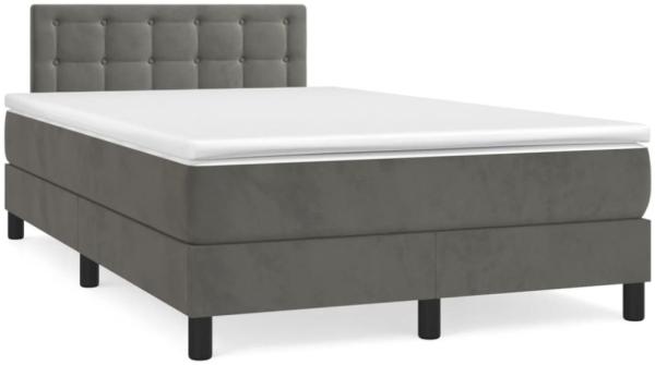 vidaXL Boxspringbett mit Matratze & LED Dunkelgrau 120x190 cm Samt 3270178