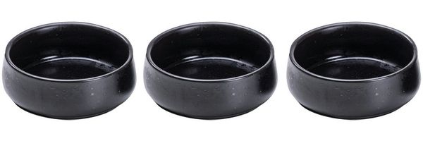 Ladelle Servierschüssel ELEMENTS Schalenset flach onyx Set3, Steinzeug, (Schüsseln & Schalen), Elements Onyx Shallow 3pk Bowl Set 9.4 x 9.4 x 3.5 cm