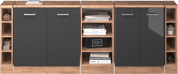 Küchenschrank für Dachschrägen R-Line Anthrazit Hochglanz 210 cm 5er Set Schrankkorpuss 60 cm Tiefe Vicco Bild 5