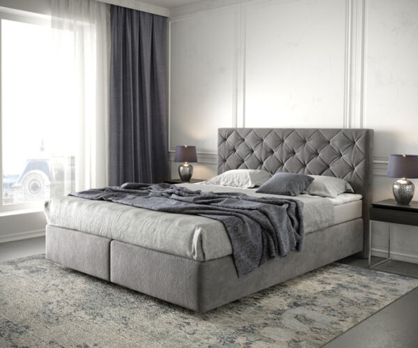 Boxspringbett Dream-Great Mikrofaser Taupe 160x200 cm mit Matratze und Topper