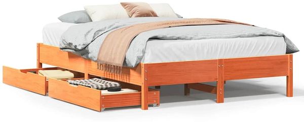 Doppelbett, Betten für Erwachsene, Massivholzbett ohne Matratze Wachsbraun 140x190 cm Kiefernholz de3813