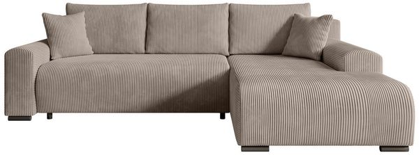 storez24 Ecksofa Soffe, mit Bettkasten und Schlaffunktion, Cordstoff, L-Form, bequem