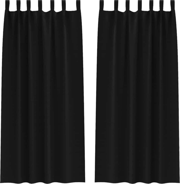 vidaXL Verdunkelungs-Vorhänge mit Ringen 2 pcs Schwarz 245 x 140 cm 4107541
