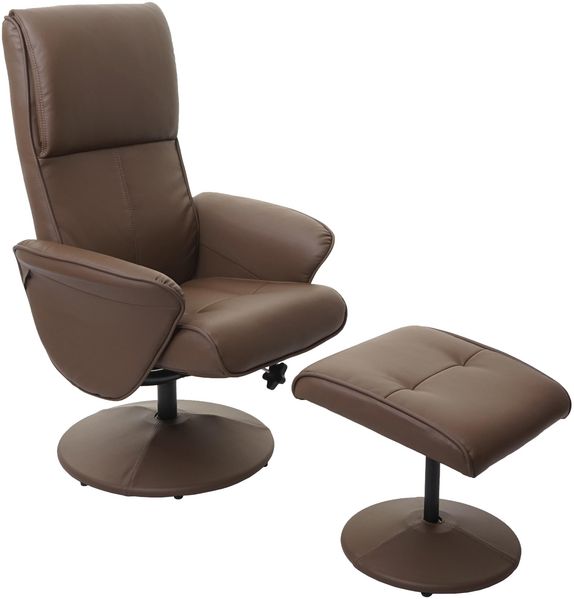 Relaxsessel Helsinki, Fernsehsessel Relaxliege TV-Sessel mit Hocker ~ Kunstleder, taupe