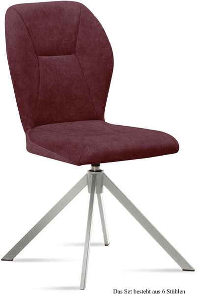 Esszimmerstuhl drehbar (6er-Set) Deandra 51x92x60 Edelstahl/Marsala