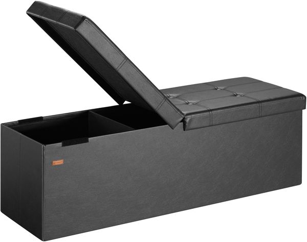 CASARIA® Faltbarer Sitztruhe mit Stauraum Kunstleder Schwarz XL