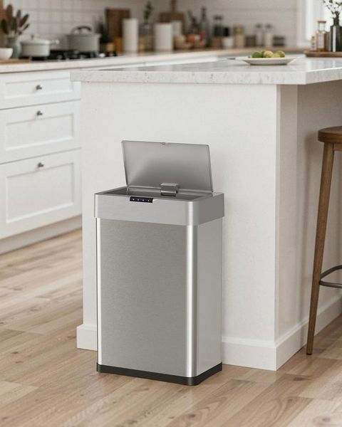TLGREEN Mülleimer Sensor Mülleimer mit Klemmring für Müllbeutel, Automatisch berührungslos Abfalleimer aus Edelstahl
