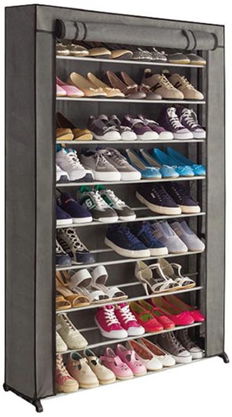 Schuhschrank Kunststoff Schwarz, platzsparende Aufbewahrung von Schuhen Bild 2
