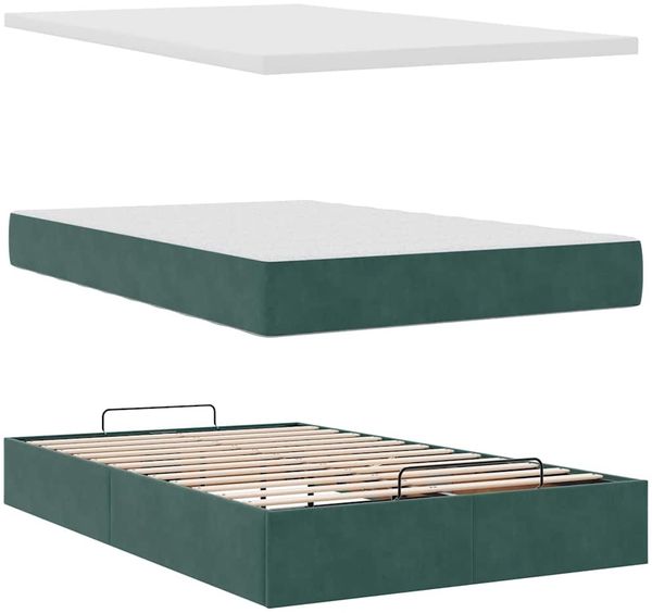 vidaXL Ottoman-Bett mit Matratzen Dunkelgrün 120x200 cm Samt 3313394 Bild 11