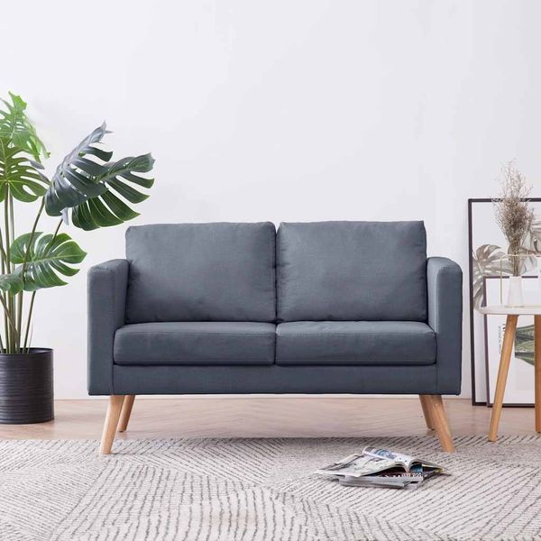 vidaXL Sofa 2-Sitzer Stoff Dunkelgrau 242220