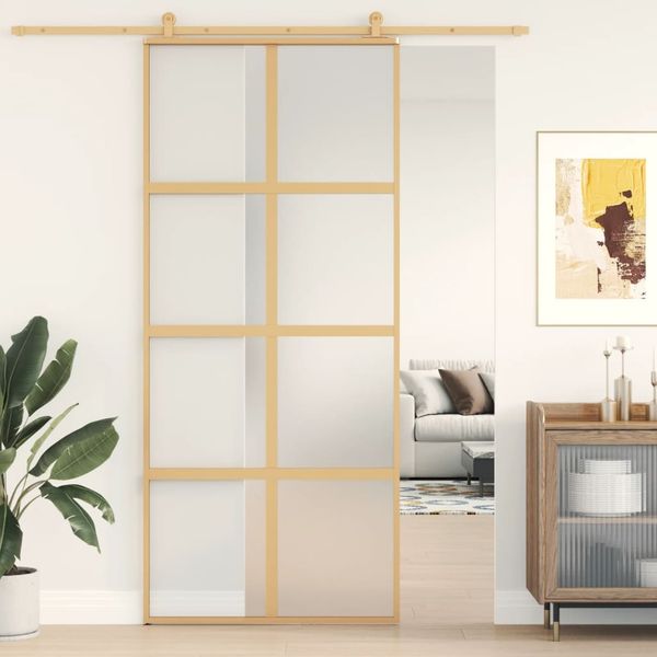 vidaXL Schiebetür Golden 90x205 cm Matt ESG-Glas und Aluminium 155188