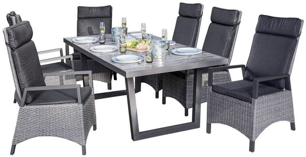 LC Garden Garten-Essgruppe Keramo Dining Set XII Sitzgruppe Gartenset grau-mix