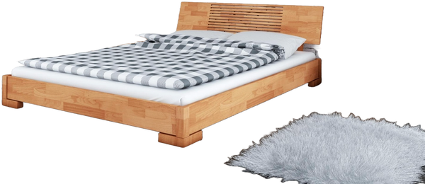 Bett Bento 11 Sonderlänge 100x210 Kernbuche massiv Holzkopfteil und Holzbeine