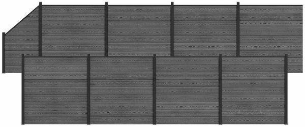 vidaXL Zaunelement 9 pcs WPC und Aluminium Grau 3429409