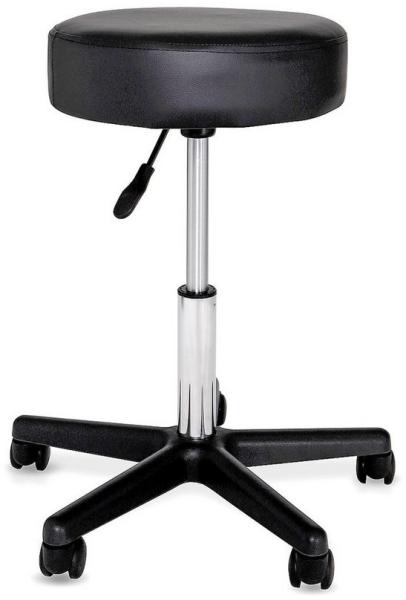 dibea MH00556 Drehhocker aus Kunstleder Rollhocker Praxishocker Büro-Hocker höhenverstellbar mit Rollen Schwarz