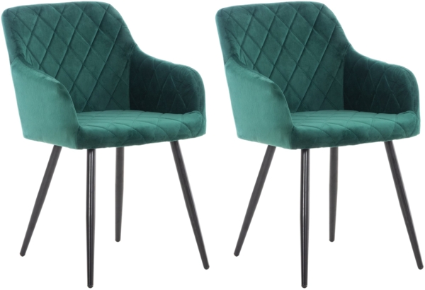 CLP 2er Set Esszimmerstuhl Shila,grün Samt
