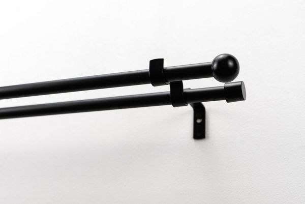 GARESA Gardinenstange BOLTI mit offenem Träger, Ø 16 mm, 2-läufig, Wunschmaßlänge, mit Bohren, verschraubt, Metall, Vorhanggarnitur, verlängerbar, Wandmontage, ohne Ringe