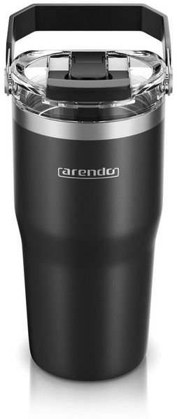 Arendo Thermobecher Thermal Mug 600 ml, Kaffee to go Becher mit Deckel aus Edelstahl 0,6 L, 1-tlg, Edelstahl (SUS304 innen, SUS201 außen), Deckel aus Kunststoff (BPA-frei), hält 12h heiß & 6h kalt, doppelwandig, 100% auslaufsicher, Coffe-to-go