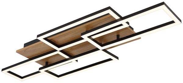 LED Deckenleuchte, Holzoptik, Fernbedienung, CCT, L 87,5 cm
