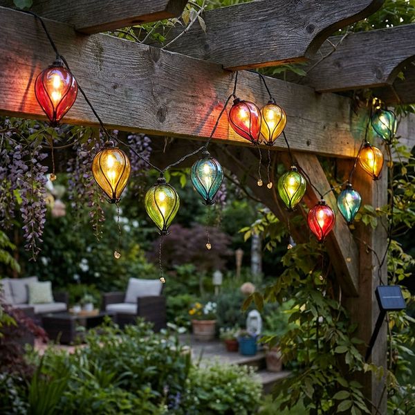 LED Solarleuchte, Lichterkette, Ballons, IP44, L 380 cm