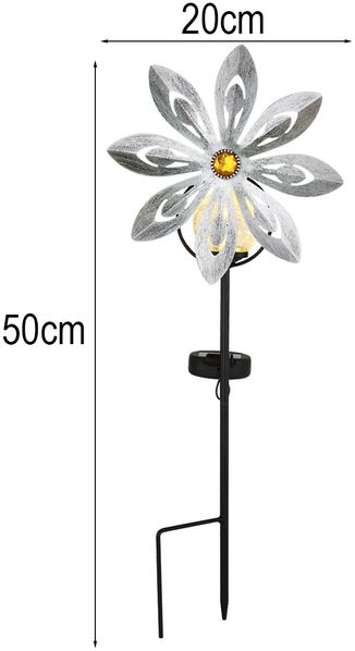 2er Set Solar Gartenstecker Windspiel mit Erdspieß in Silber-Grau, Höhe 50cm Bild 3