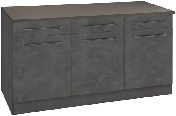 KOCHSTATION Unterschrank KS-Tulsa 150 cm breit, 3 Schubkästen, 3 Türen, auch als Sideboard verwendbar