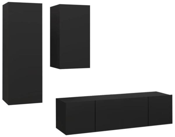 vidaXL 4-tlg. TV-Schrank-Set Schwarz Holzwerkstoff