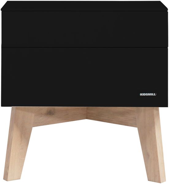 Kidsmill Sixties Nachttisch Mattschwarz / Naturbel - Material: MDF / Spanplatte - Babypark. de