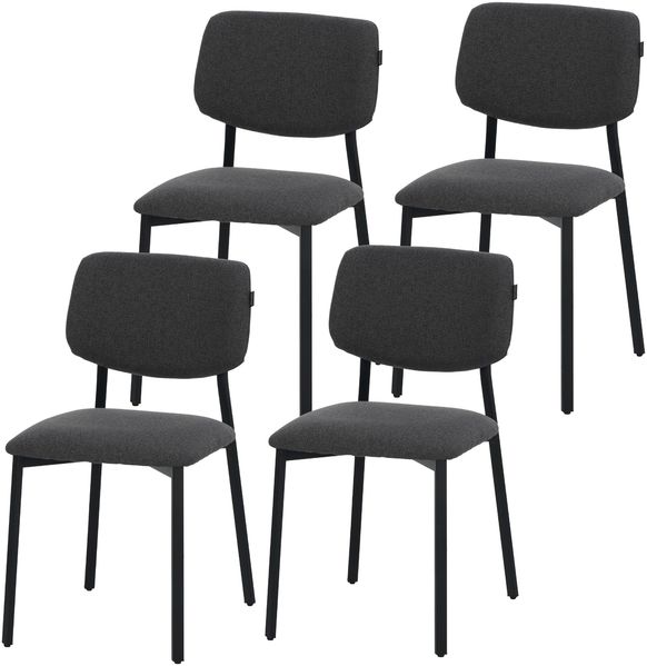 RAVINO Designerstuhl A21– 4er Set Esszimmerstuhl gepolstert mit Stoffbezug, moderner Küchenstuhl mit Rückenlehne, Stuhl, belastbar bis 110 kg– Grau