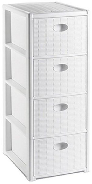 Kreher Rollcontainer mit 4 Schüben im Rattan Design (Schmale) (Farbe wählbar)