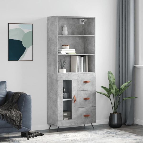 vidaXL Highboard Betongrau 69,5x34x180 cm Holzwerkstoff 3189481