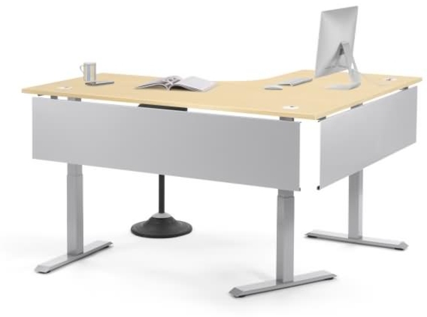 Soennecken Ecktisch elektrisch verstellbar violett Gestell silber Plat Bild 1