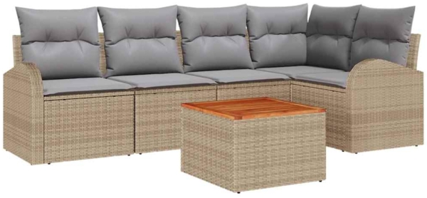 vidaXL Garten-Sofa-Set 6 pcs Beige Poly Rattan 3347581