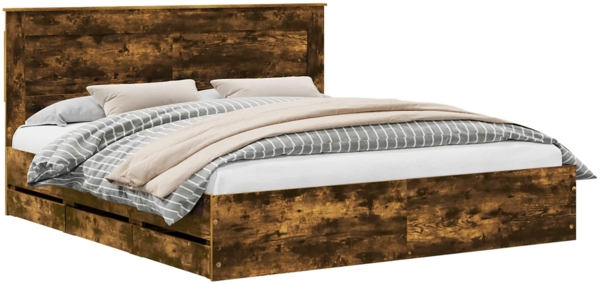 vidaXL Bettrahmen Geräucherte Eiche 180 x 200 cm Ingenieurs Holz 3410160