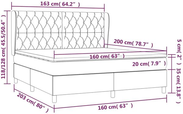 Boxspringbett mit Matratze Stoff Dunkelbraun 160x200 cm, Härtegrad: H2 [3128776] Bild 7