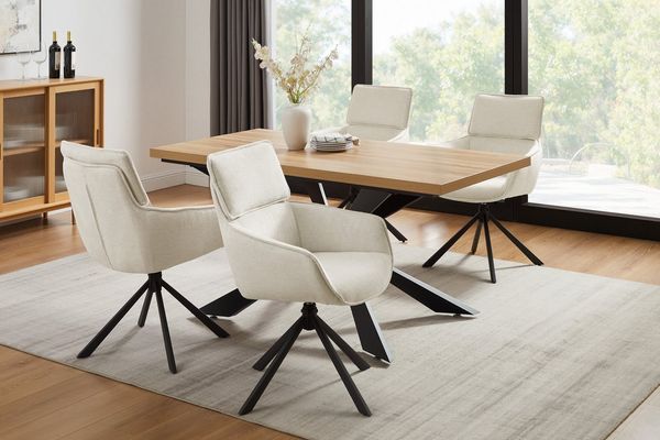 OTTO home Esszimmerstuhl Cusey, 360° drehbar, extra dicke Polsterung, 2er-Set (Set, 2 St), mit 360° Metallfuß, Komfort-Rückenlehne und hautfreundlichem Webstoff