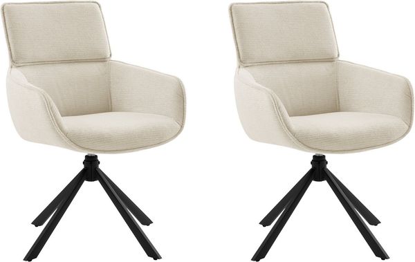 OTTO home Esszimmerstuhl Cusey, 360° drehbar, extra dicke Polsterung, 2er-Set (Set, 2 St), mit 360° Metallfuß, Komfort-Rückenlehne und hautfreundlichem Webstoff