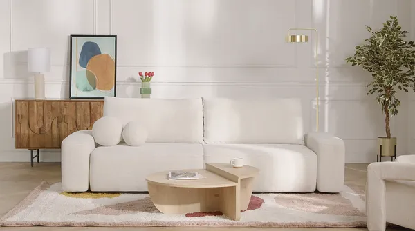 Vente-unique - DAVISO Sofa Stoff Beige - B 105 cm x H 87 cm x L 257 cm