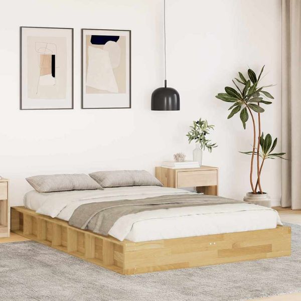 vidaXL Massivholzbett ohne Matratze 120x190 cm Eichenholz 3324130