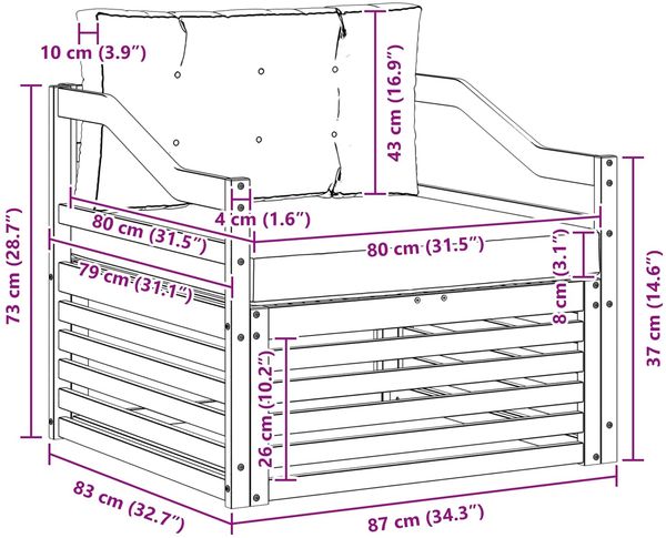 vidaXL Outdoor-Sofa Weiß und Creme 3439152 Bild 8
