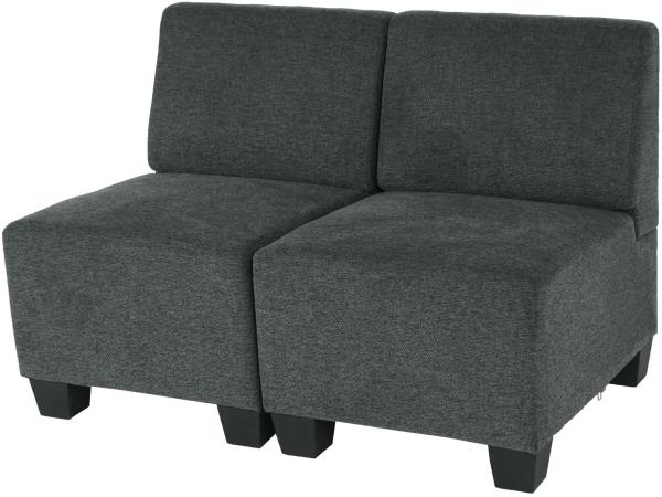 Modular 2-Sitzer Sofa Couch Lyon, Stoff/Textil ~ anthrazit-grau, ohne Armlehnen