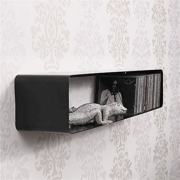 DESIGN DELIGHTS CD-Regal RETRO DESIGN CD REGAL "CUBE", 120cm, Metall, Wandregal für 100CDs, s