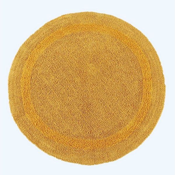 Homescapes Runde Badematte senfgelb, Premium Badvorleger 80 cm, Badteppich Baumwolle mit Wende-Design